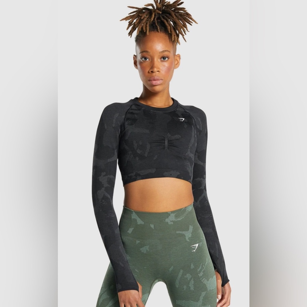 Gymshark Adapt Camo Seamless Long Sleeve Cropped Top